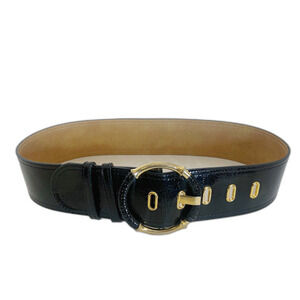 y2k Vintage Black Patent Leather Chunky Waist Belt Dress Belt Size 32 Boho